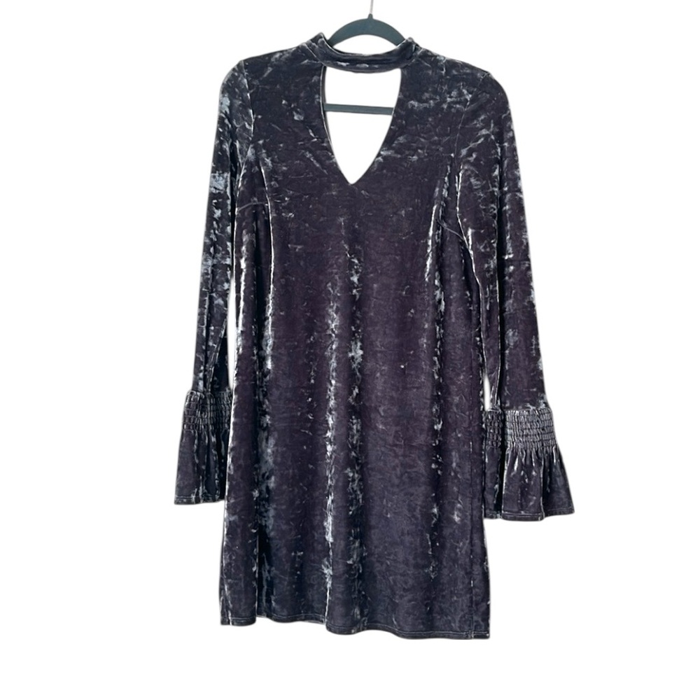 Women’s AQUA gray velvet mini party cocktail whimsigoth cut out dress size XS